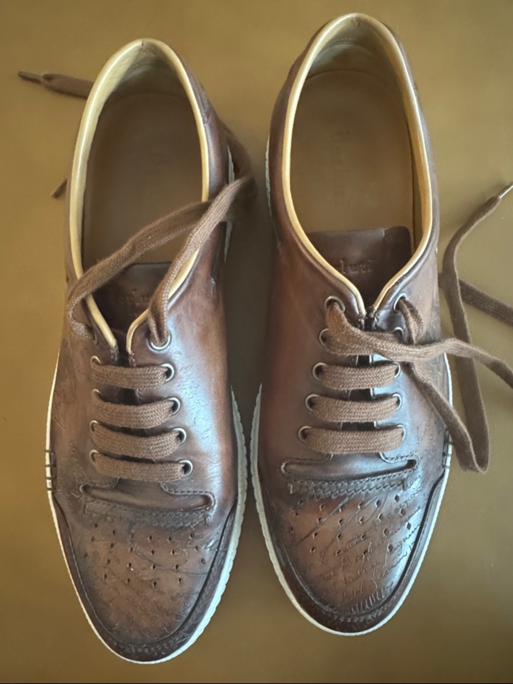 Men's Brown Leather Lace-Up Slip-On Loafers